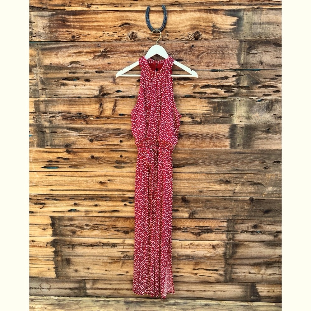 ENFOCUS STUDIO | Burnt Orange Polka Dot Halter Maxi Dress 12